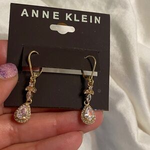 Anne Klein Gold and Crystal Teardrop Earrings